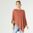 Lightweight Brushed Poncho  - Rust